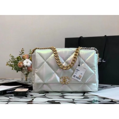 torebka Chanel 19 z dużą klapką, mieniąca się skóra cielęca i złoty odcień AS1162