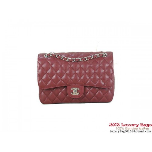 Torebka Chanel 2.55 Classic Flap Bag Bordeaux Original Cannage Patterns Leather Silver