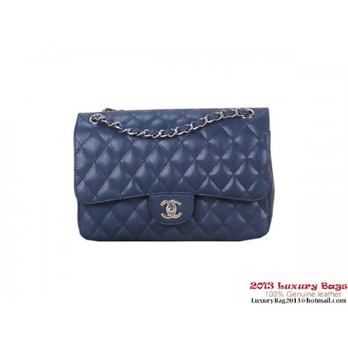 Torebka Chanel 2.55 Classic Flap Bag RoyalBlue Original Cannage Patterns Leather Silver