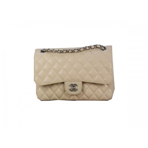 Torebka Chanel 2.55 Series Classic Flap Bag 1112 Apricot Original Cannage Pattern Leather Silver