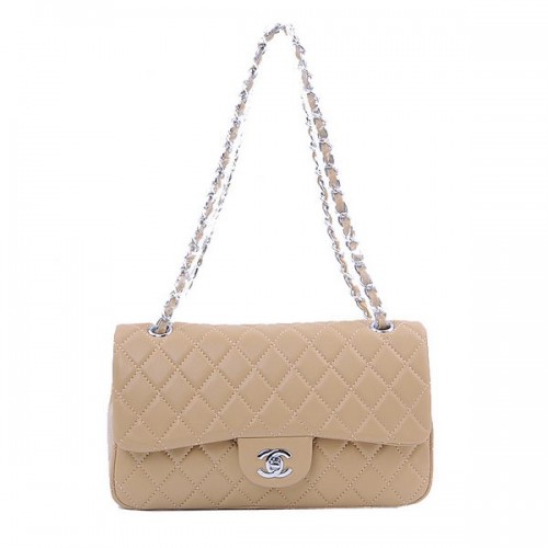 Torebka Chanel 2.55 Series Classic Flap Bag 1112, morelowa, srebrna, z owczej skóry