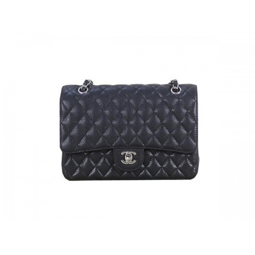 Torebka Chanel 2.55 Series Classic Flap Bag 1112, czarna, wzór Cannage, oryginalna skóra, srebro