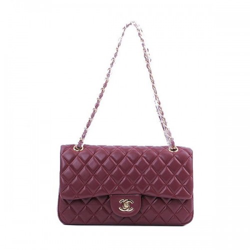 Torebka Chanel 2.55 Series Classic Flap Bag 1112 Burgundowa skóra owcza w kolorze złotym