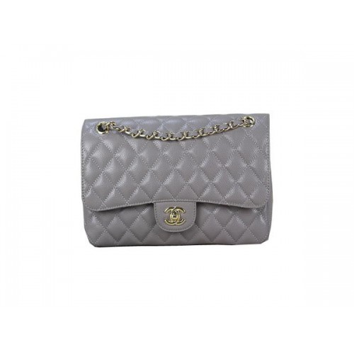 Torebka Chanel 2.55 Series Classic Flap Bag 1112 w kolorze szarym, oryginalna skóra Cannage Pattern Gold