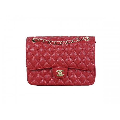 Torebka Chanel 2.55 Series Classic Flap Bag 1112 Red Cannage Pattern Original Leather Gold