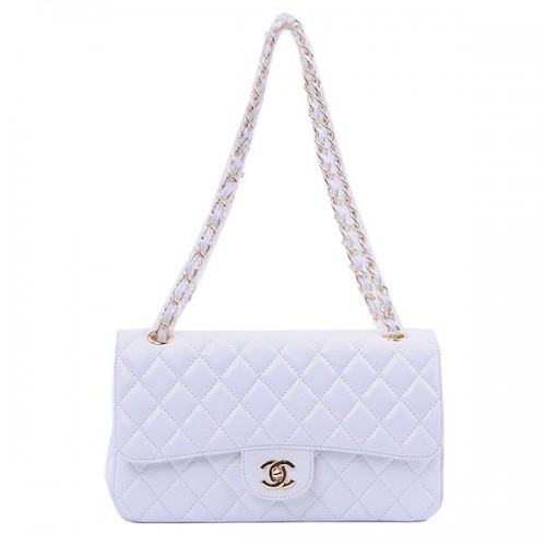 Torebka Chanel 2.55 Series Classic Flap Bag 1112, biała, owcza, złota