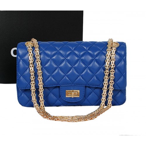 Torebka Chanel z klapką z serii 2.55 A226 RoyalBlue Sheep Leather Gold