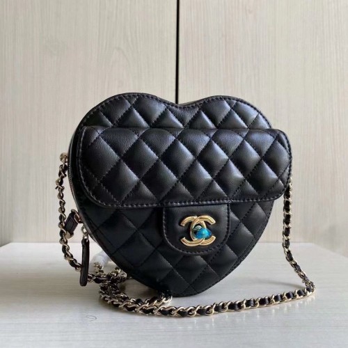 Torebka Chanel 2022S Love Heart Original Lambskin Crossbody Chain Bag AS3191Y Black