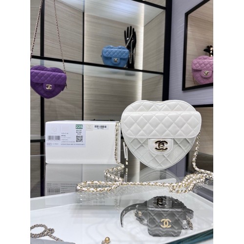 Torebka Chanel 2022S Love Heart Original Lambskin Crossbody Chain Bag AS3191Y White