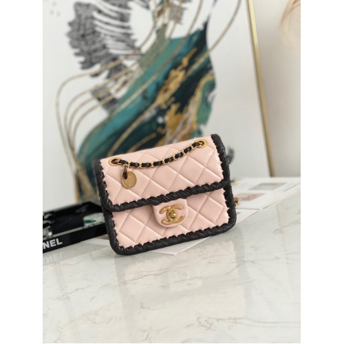 Torebka Chanel 22C New Woven Piping Square Original Leather AS2495 PINK