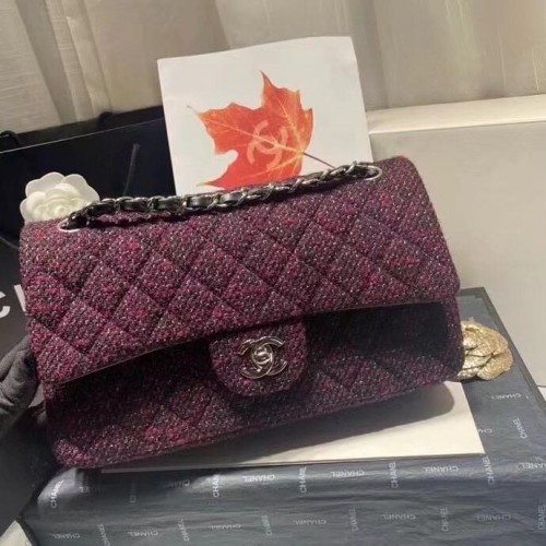 Torebka Chanel 2.55 Flap Bag 1112 w kolorze wina ze srebrnymi okuciami
