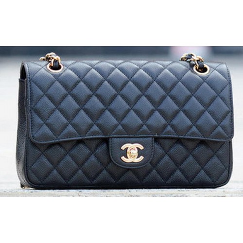 Torebka Chanel 2.55 Series Flap Bag Black Cannage Pattern A1112 Gold