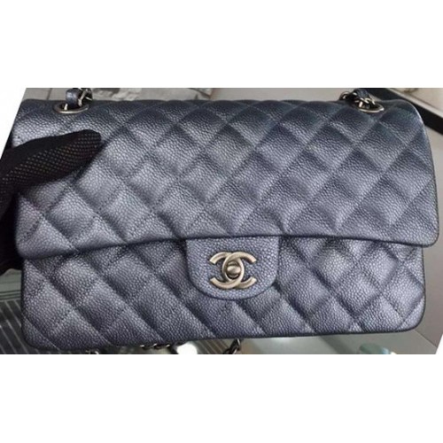 Torebka Chanel 2.55 Series Flap Bag Czarna skóra Cavier A05480 Srebrna
