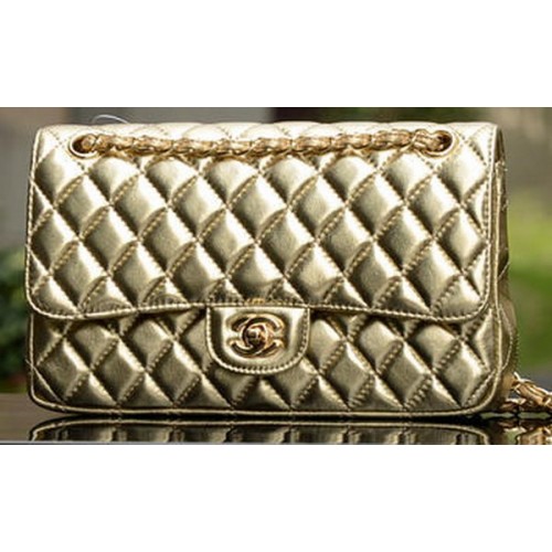 Torebka Chanel 2.55 Series Flap Bag Gold Sheepskin Leather A1112 Gold