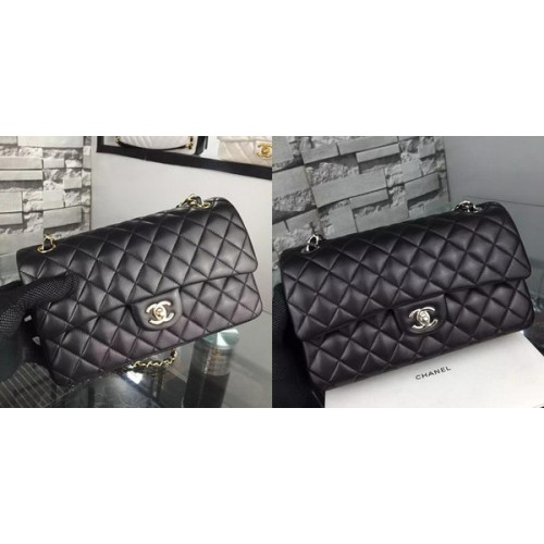 Torebka Chanel 2.55 Series Flap Bag ze skóry jagnięcej A5024 w kolorze czarnym