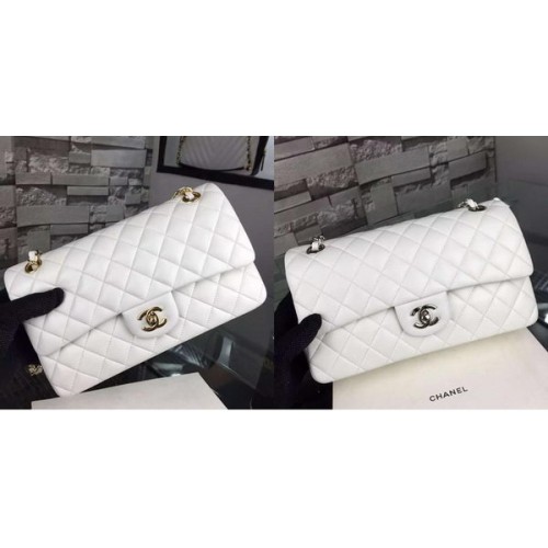Torebka Chanel 2.55 Series Flap Bag ze skóry jagnięcej A5024 w kolorze białym