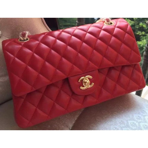 Torebka Chanel 2.55 Series Flap Bag Red Original Leather A01112 Gold