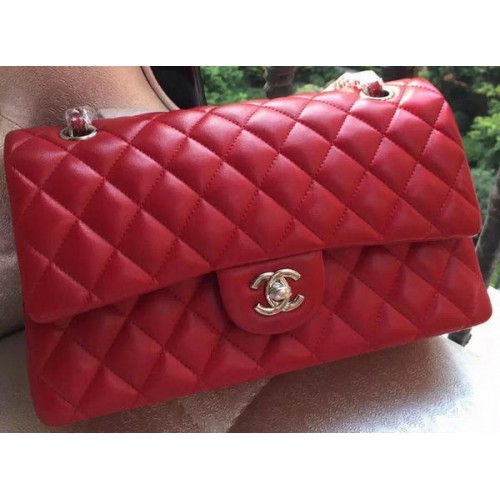 Torebka Chanel 2.55 Series Flap Bag Czerwona Oryginalna Skóra A01112 Srebrna
