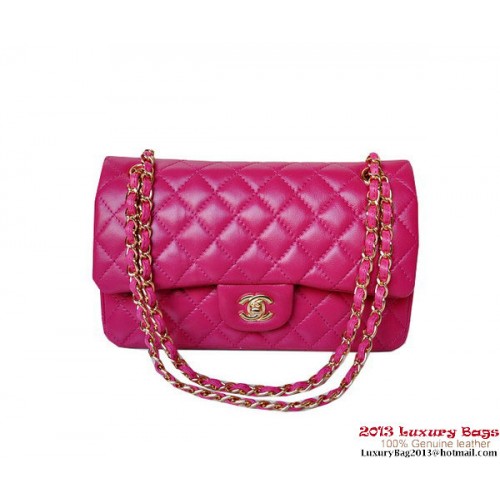 Chanel A01112 Klasyczna torebka z klapką Śliwkowa skóra owcza Złota