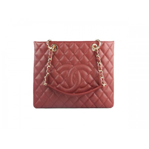 Chanel A50995 Maroon Original Cannage Leather Shoulder Bag Gold