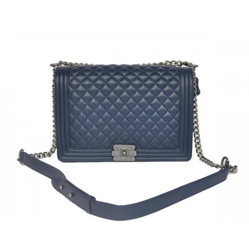 Torebka na ramię Chanel A67087 Royalblue Sheepskin Leather Le Boy Flap