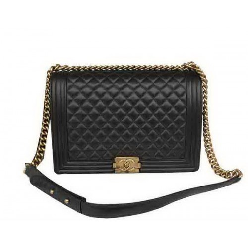 Torebka na ramię Chanel Boy Flap Original Black Sheepskin Leather A67087 Gold