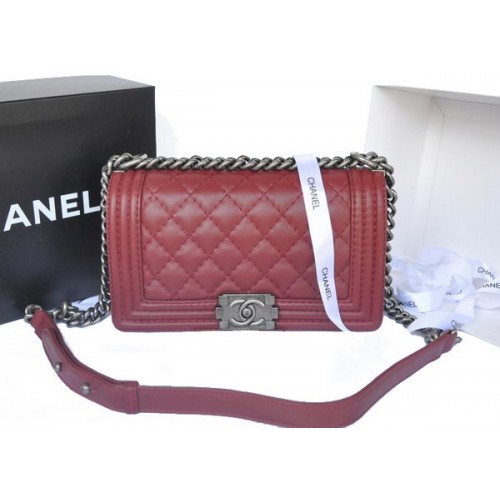 Torebka na ramię Chanel Boy Flap, oryginalna skóra cielęca A67086, bordowa