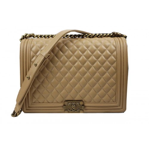Torebka na ramię Chanel Boy Flap, oryginalna skóra owcza A67087, kolor morelowy