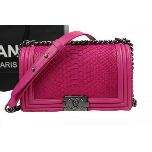 Torebka na ramię Chanel Boy Flap Rose Original Python Leather A67025 Silver