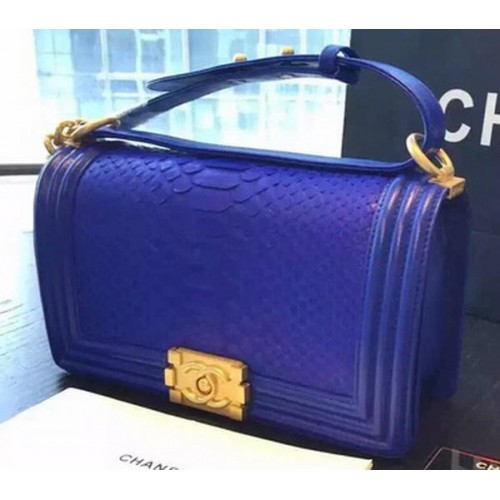 Torebka na ramię Chanel Boy z klapką Royal Python Leather A66095 Gold