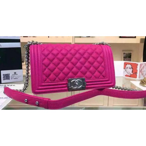 Torebki na ramię Chanel Boy z klapką, skóra jelenia, A67086, różowe