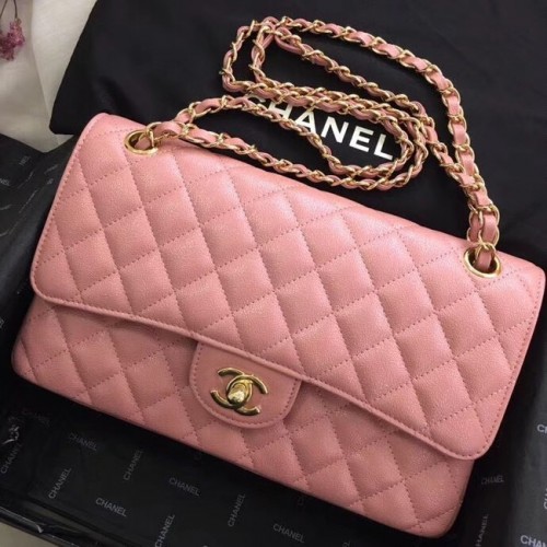 Chanel Calfskin Gold-Tone Metal A01112 różowy