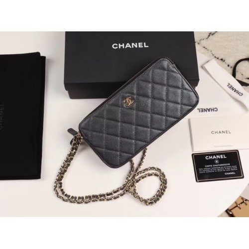 Chanel Calfskin Gold-Tone Metal A82527 czarny