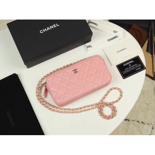 Chanel Calfskin Gold-Tone Metal A82527 różowy
