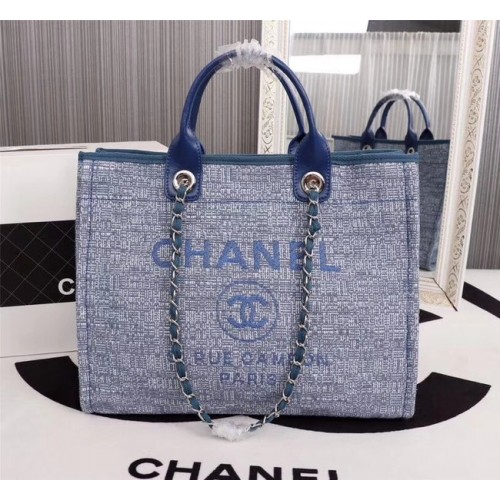 Torba na zakupy Chanel Canvas Tote 8099 niebieska
