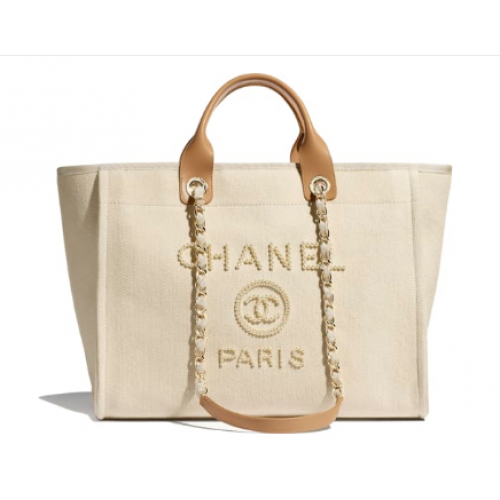 Torba na zakupy Chanel Canvas Tote A66941 Kremowa