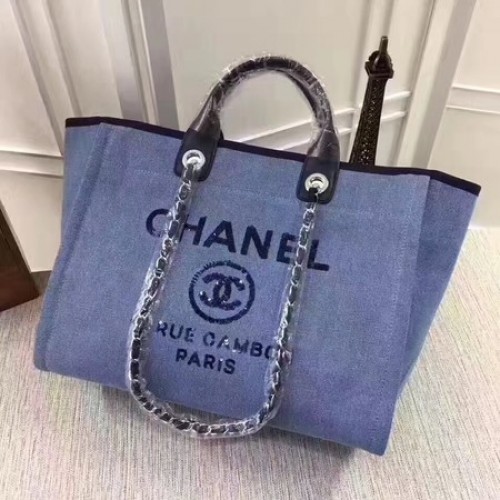 Torba na zakupy Chanel Canvas Tote A68046 Niebieska