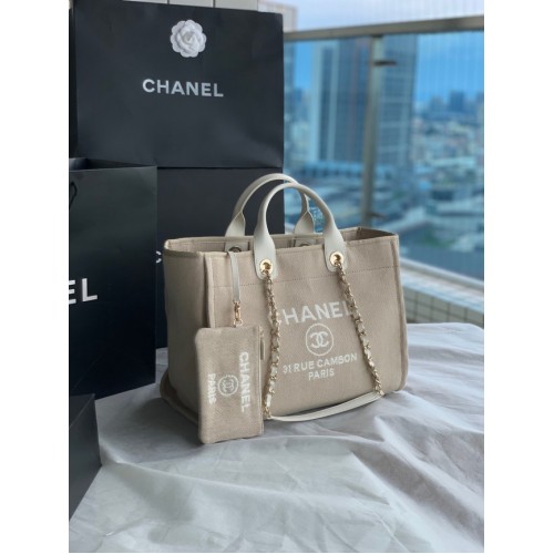 Torba na zakupy Chanel Canvas Tote B66941 jasnoszara