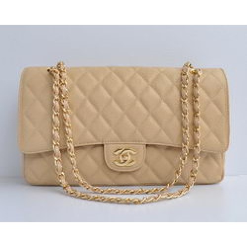 Torebka Chanel Classic 2.55 Series Apricot Caviar Golden Chain Quilted Flap Bag 1113