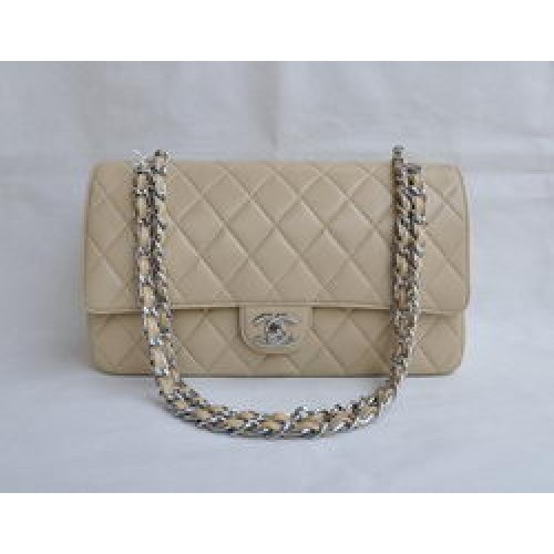 Torebka Chanel Classic 2.55 Series Apricot Lambskin Silver Chain Quilted Flap Bag 1113