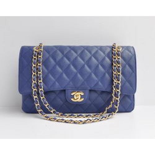 Torebka Chanel Classic 2.55 Series Blue Caviar Golden Chain Quilted Flap Bag 1113
