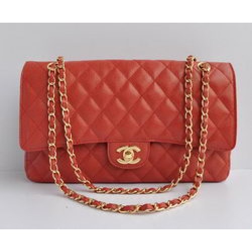 Torebka Chanel Classic 2.55 Series Red Caviar Golden Chain Quilted Flap Bag 1113