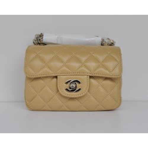 Torebka Chanel Classic Apricot Lambskin Silver Chain Quilted Flap Bag 1115