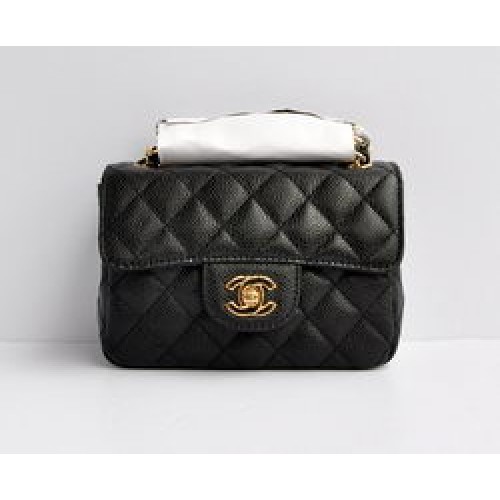 Torebka Chanel Classic Black Caviar Golden Chain Quilted Flap Bag