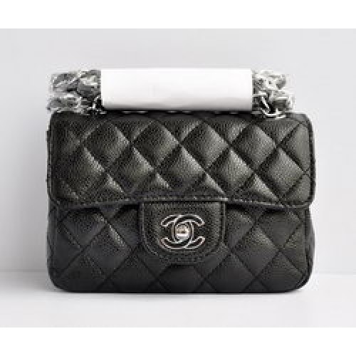 Torebka Chanel Classic Black Caviar Silver Chain Quilted Flap Bag