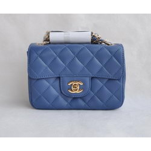 Torebka Chanel Classic Blue Lambskin Golden Chain Quilted Flap Bag 1115