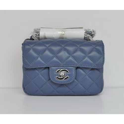 Torebka Chanel Classic Blue Lambskin Silver Chain Quilted Flap Bag 1115