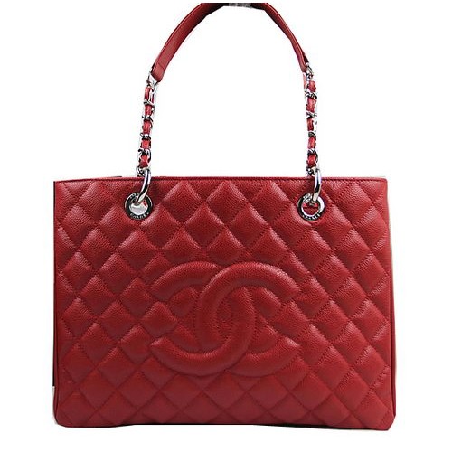 Torebka Chanel Classic Coco w kolorze czerwonym GST Caviar Leather A50995 w kolorze srebrnym