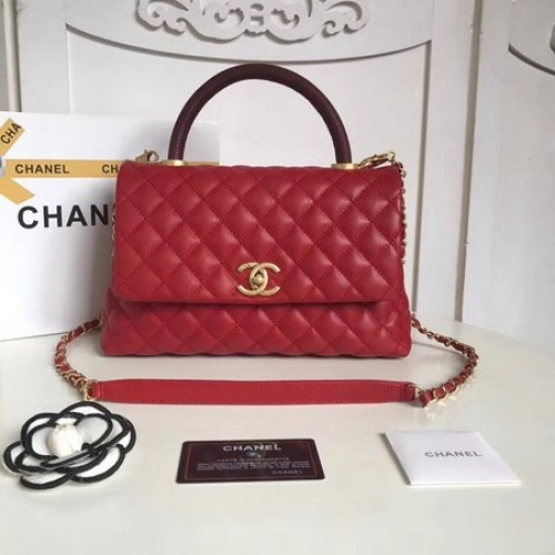 Torebka Chanel Classic Deep red z uchwytem u góry, oryginalna skóra kawiorowa A92215, czerwona