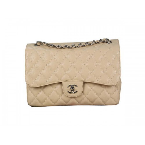 Torebka Chanel Classic Flap Bag 1113 Apricot Original Cannage Pattern Leather Silver